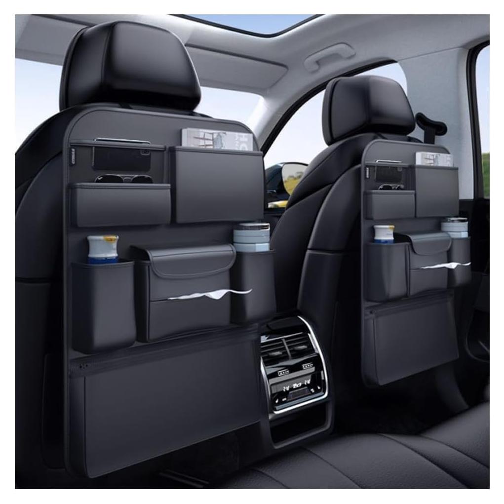 Organizador de respaldo de asiento de coche de cuero PU - 2 unidades