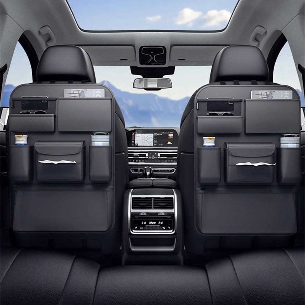 Organizador de respaldo de asiento de coche de cuero PU - 2 unidades