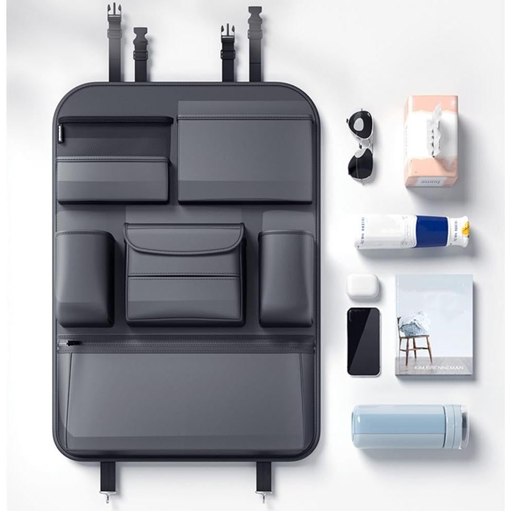 Organizador de respaldo de asiento de coche de cuero PU - 2 unidades
