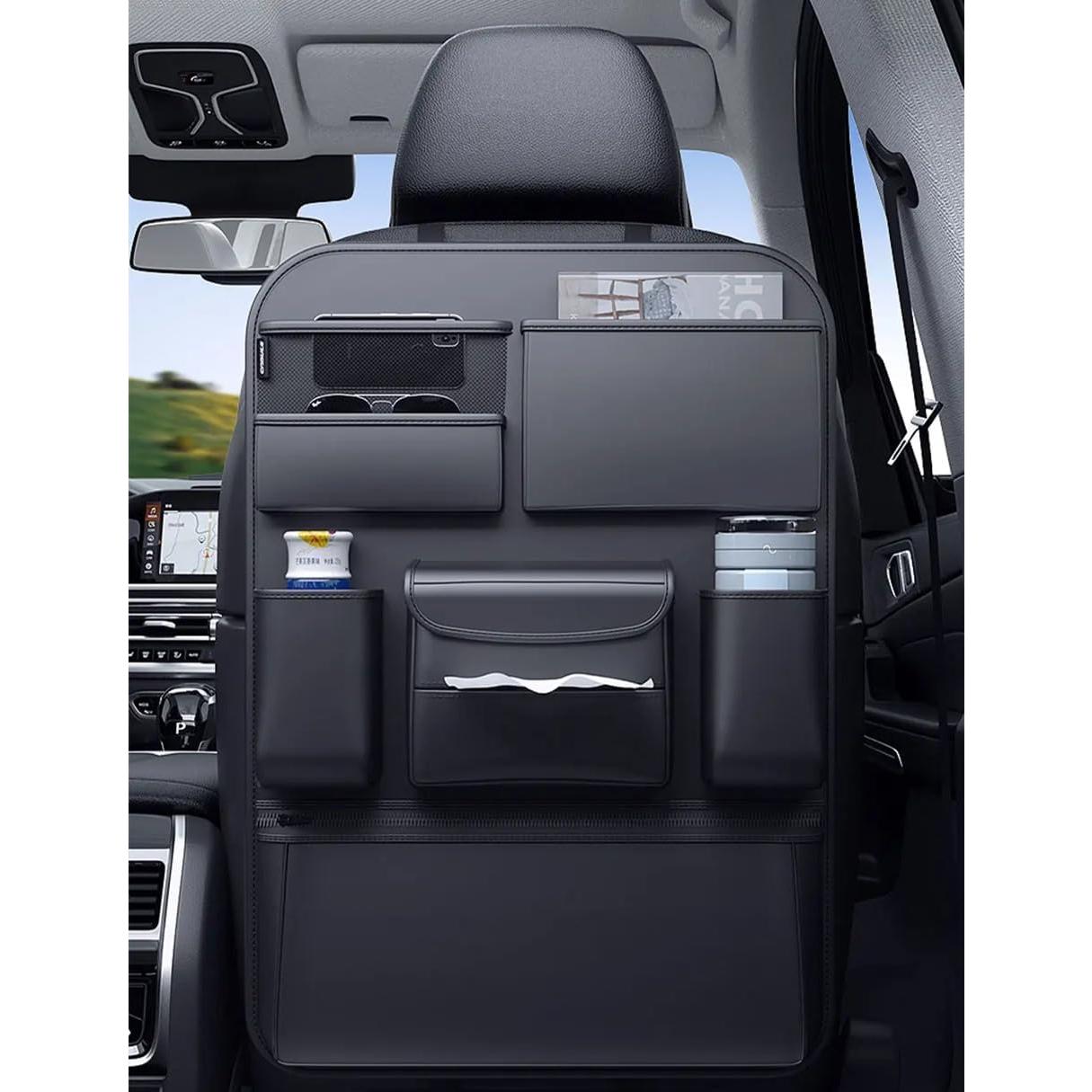 Organizador de respaldo de asiento de coche de cuero PU - 2 unidades