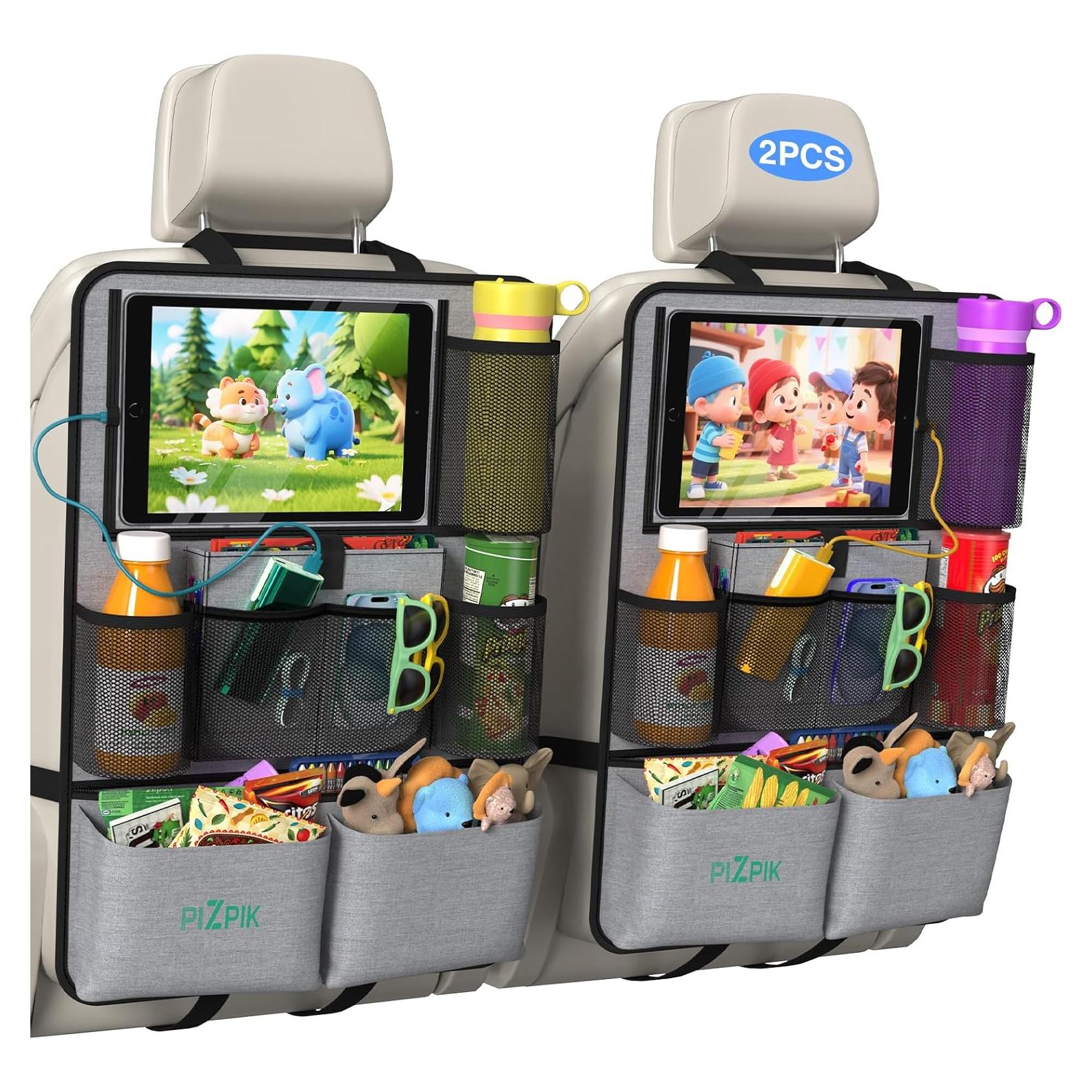 Organizador de Asiento Trasero Plzpik 2Pack Gris 11 Bolsillos