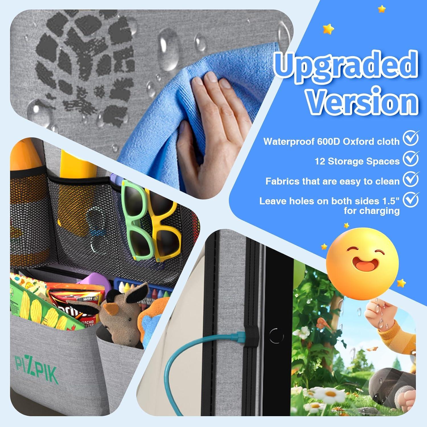 Organizador de Asiento Trasero Plzpik 2Pack Gris 11 Bolsillos