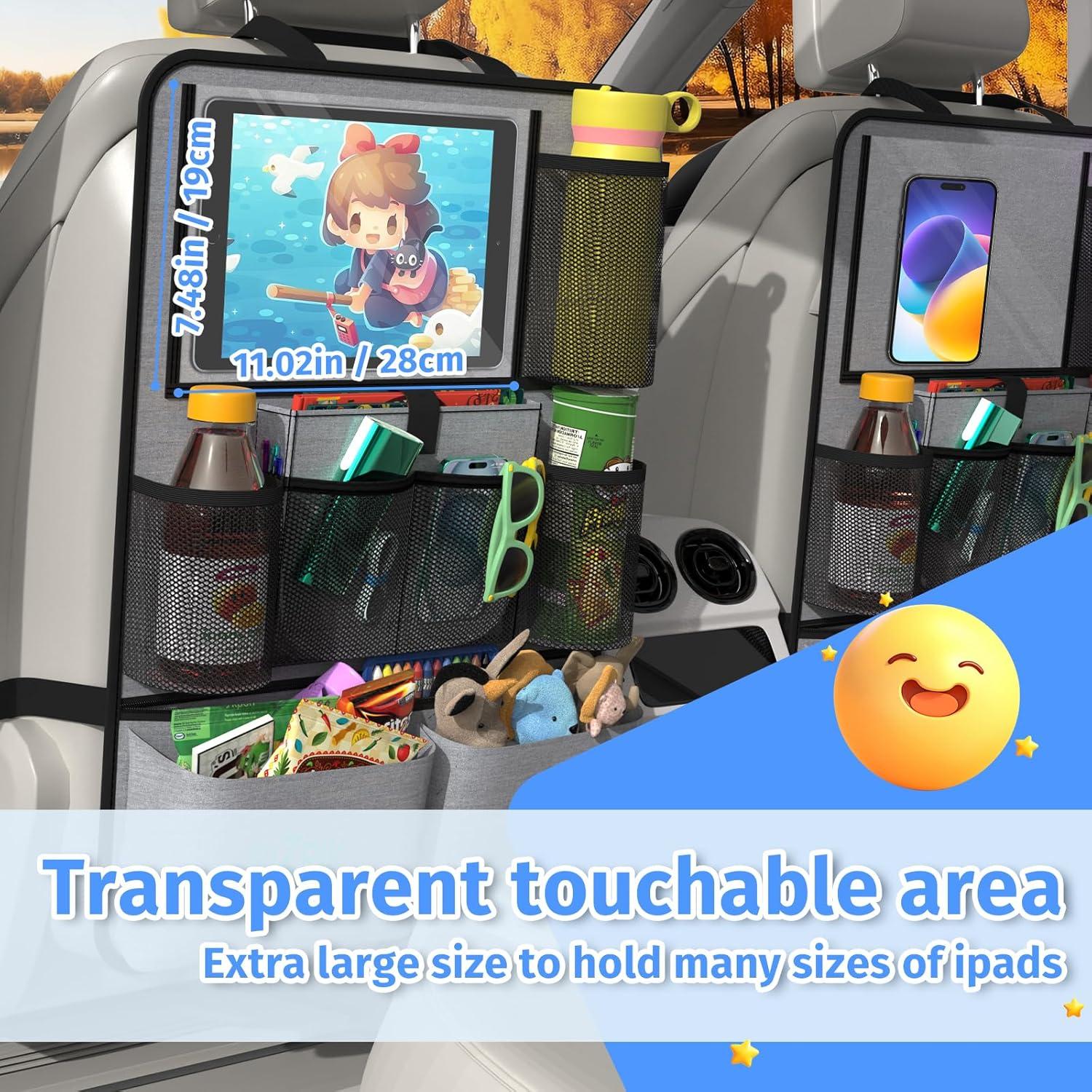 Organizador de Asiento Trasero Plzpik 2Pack Gris 11 Bolsillos