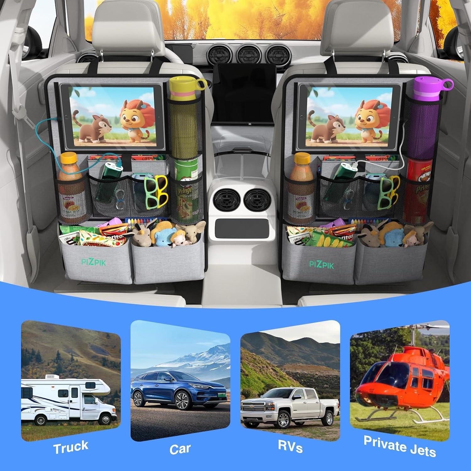 Organizador de Asiento Trasero Plzpik 2Pack Gris 11 Bolsillos