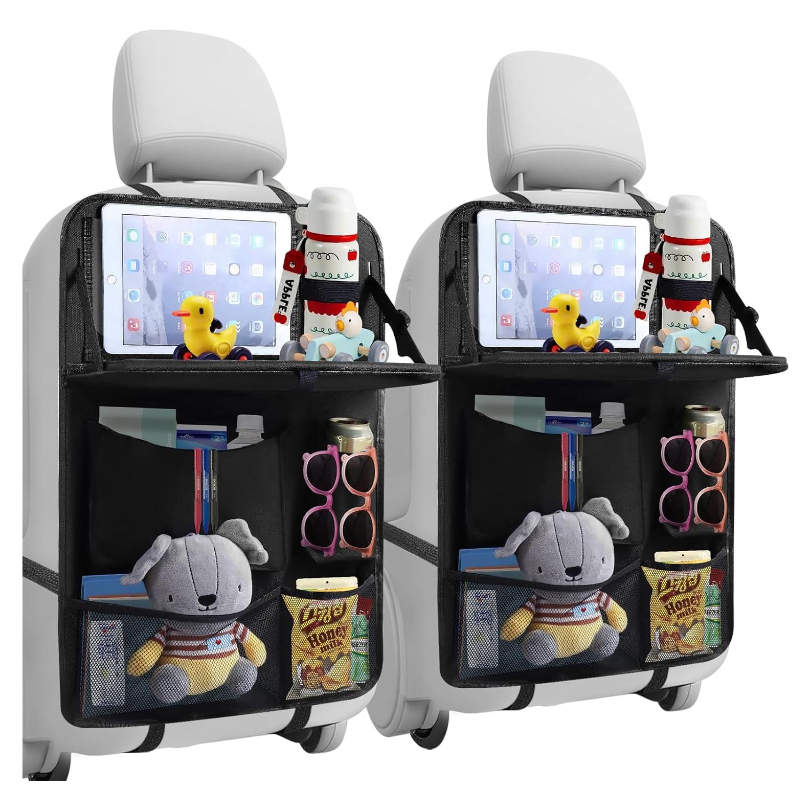 Organizador de Asiento de Coche TCJJ Negro 2 Piezas con Bandeja