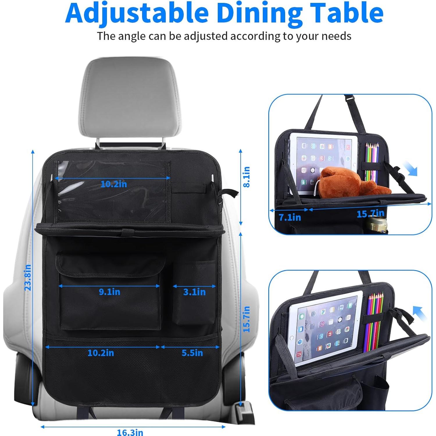 Organizador de Asiento de Coche TCJJ Negro 2 Piezas con Bandeja