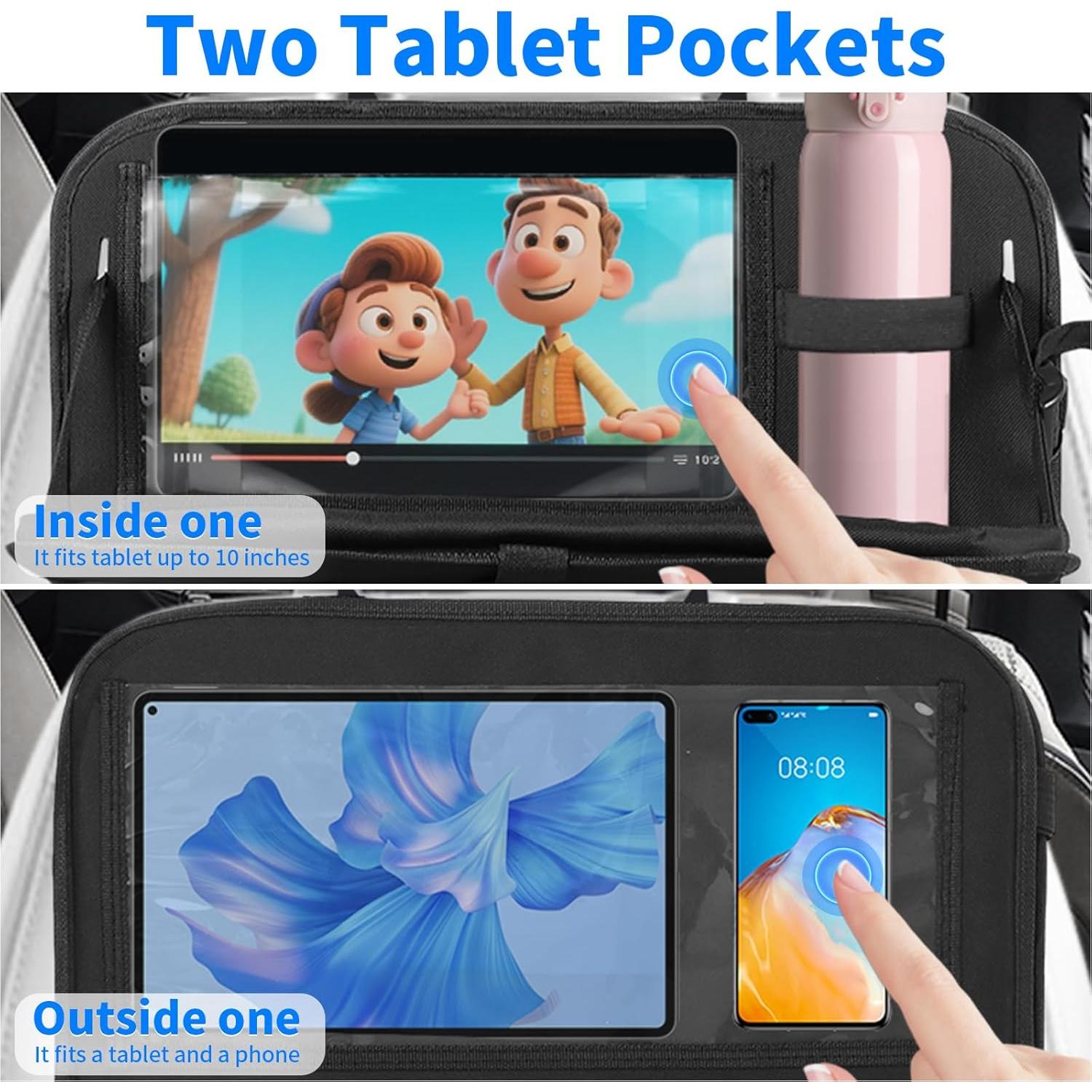 Organizador de Asiento de Coche TCJJ Negro 2 Piezas con Bandeja