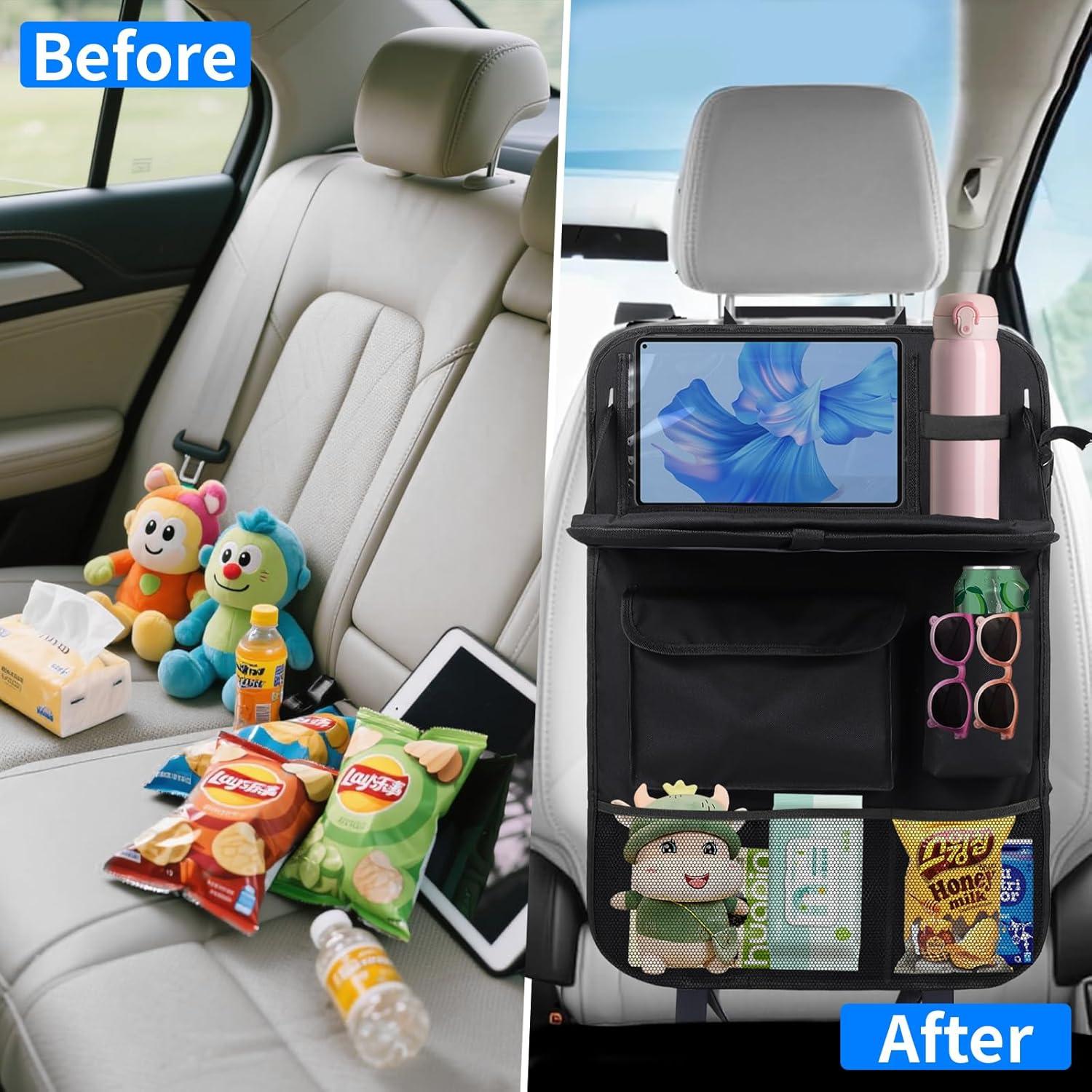 Organizador de Asiento de Coche TCJJ Negro 2 Piezas con Bandeja