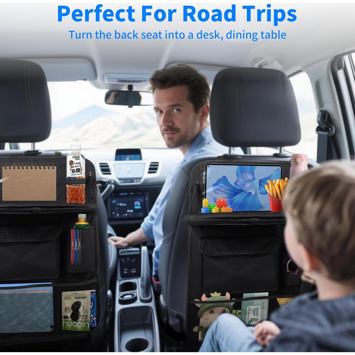 Organizador de Asiento de Coche TCJJ Negro 2 Piezas con Bandeja