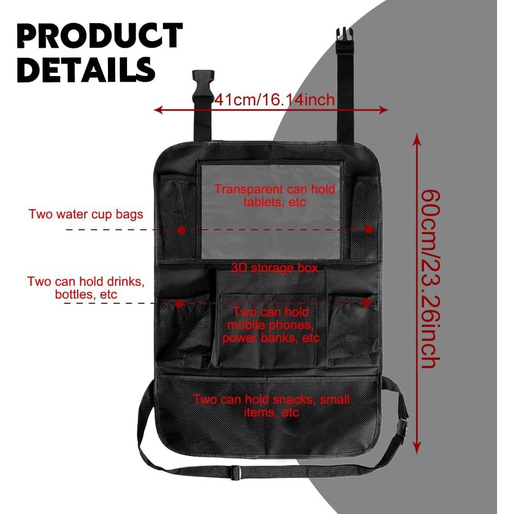 Organizador de Asiento Trasero de Coche Rebvugr 2PCS Negro