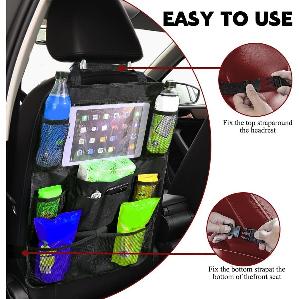 Organizador de Asiento Trasero de Coche Rebvugr 2PCS Negro