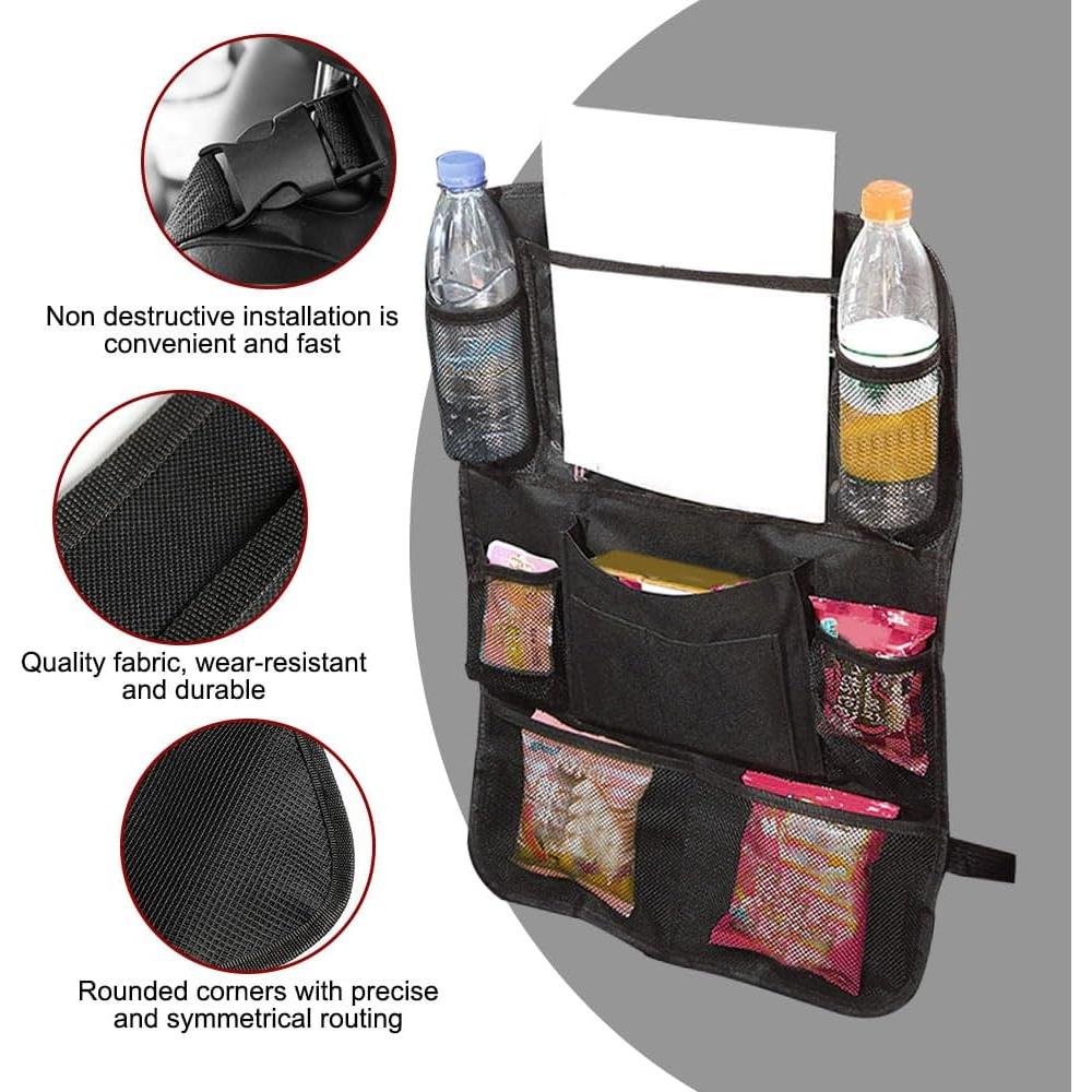 Organizador de Asiento Trasero de Coche Rebvugr 2PCS Negro