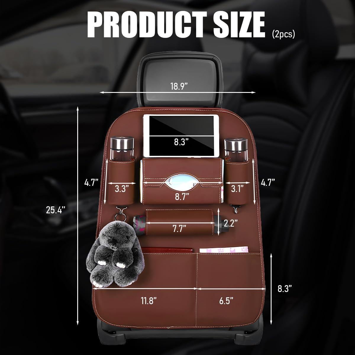 Organizador de Respaldo de Asiento de Coche ZNDAW 2PCS Cuero Café