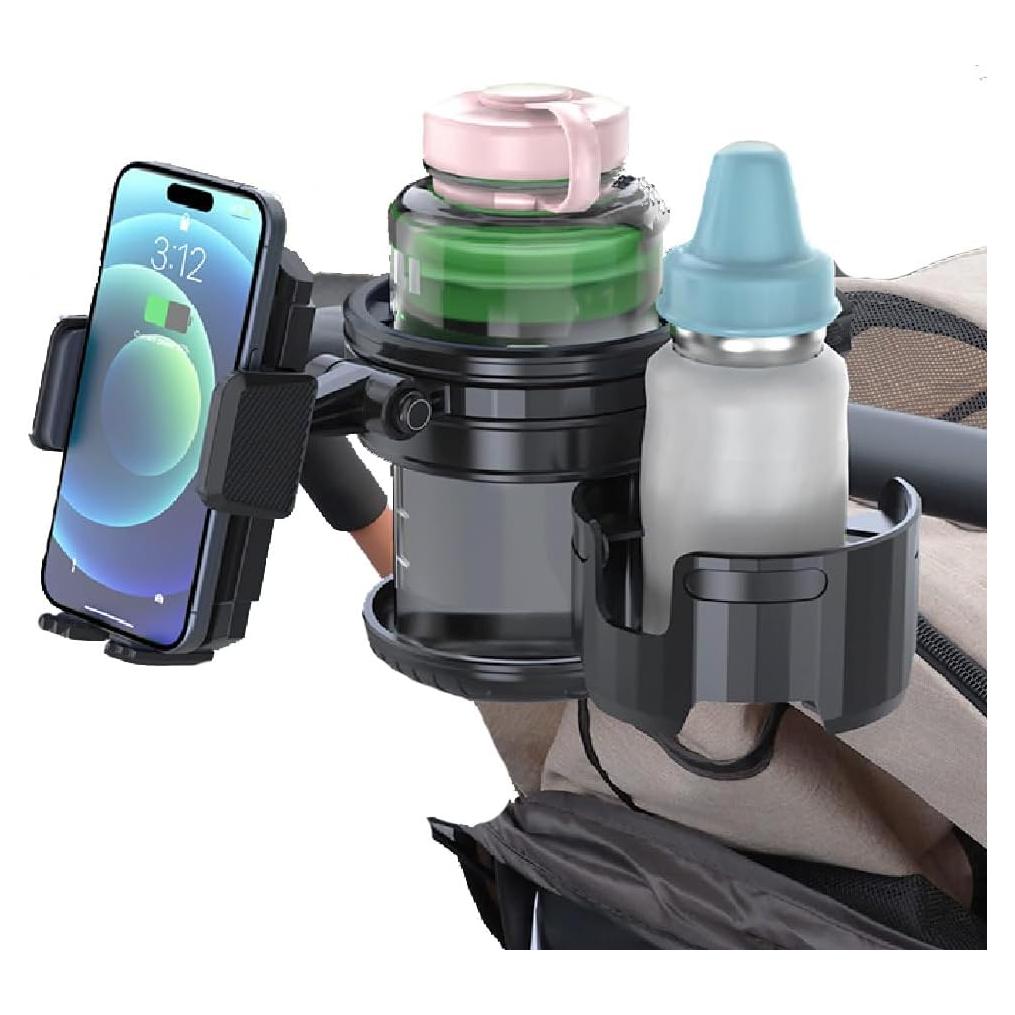 Soporte 3 en 1 para Taza y Teléfono HoneTeek - Negro