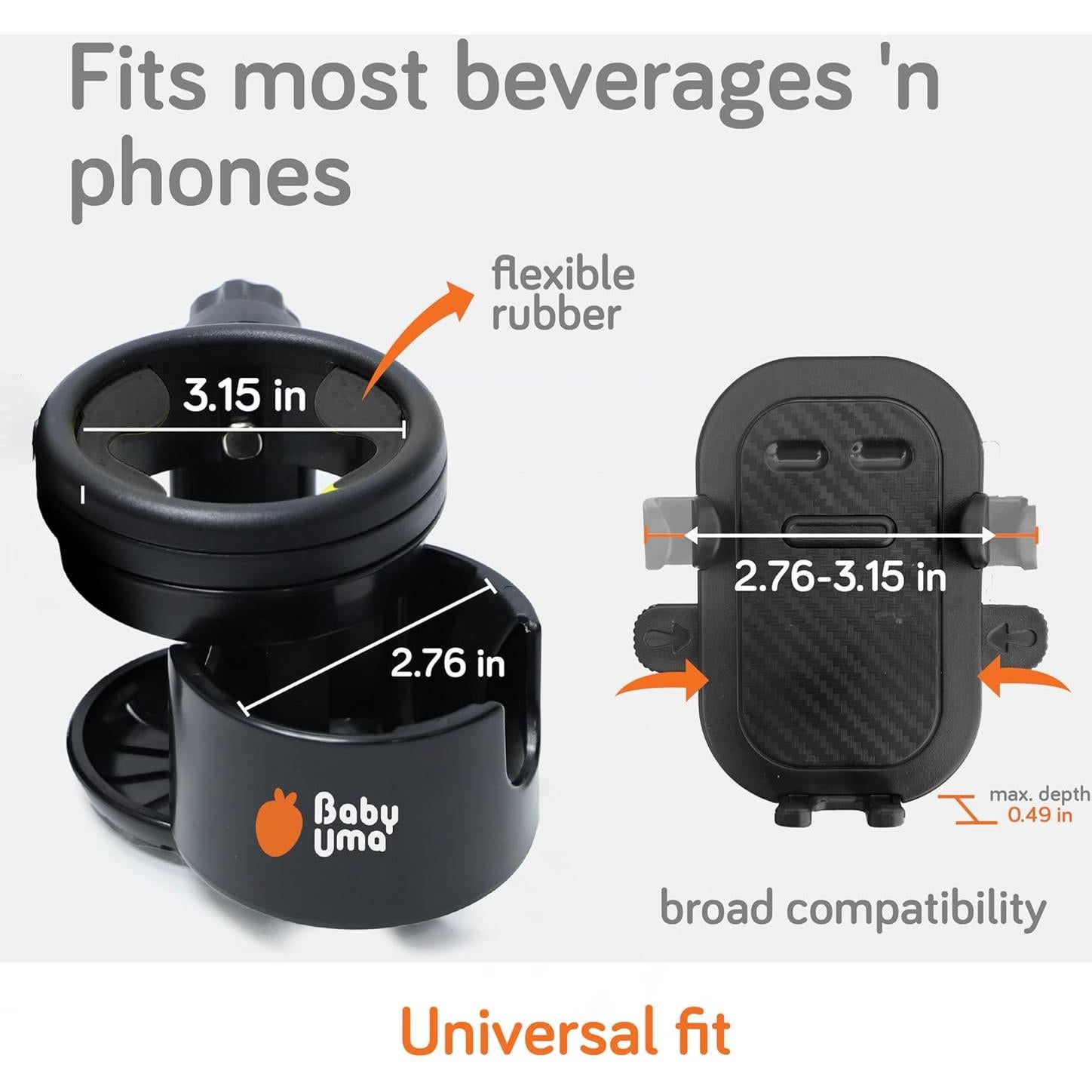 Soporte 3 en 1 para Taza y Teléfono Baby Uma - Universal