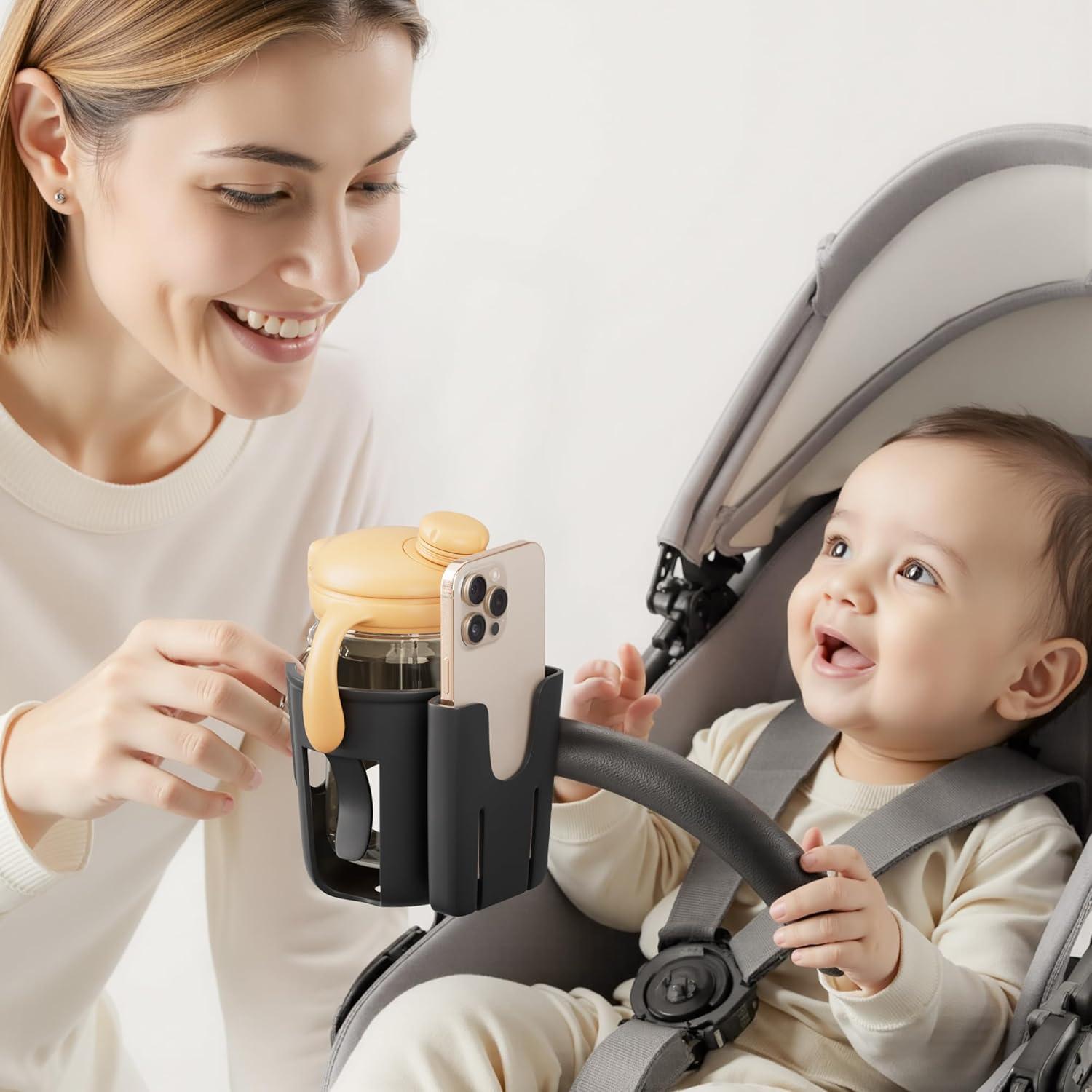 Soporte para Tazas Li & Zhao Ajustable para Cochecito Negro