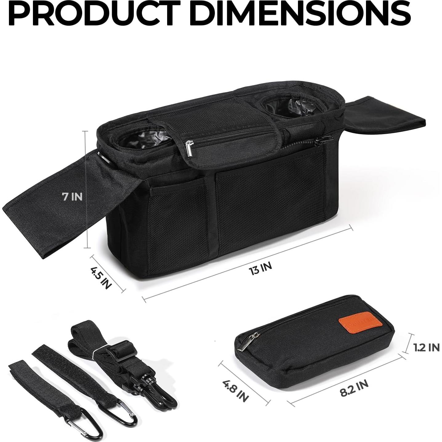 Organizador de Cochecito WUUTER Negro con Soporte para Vaso