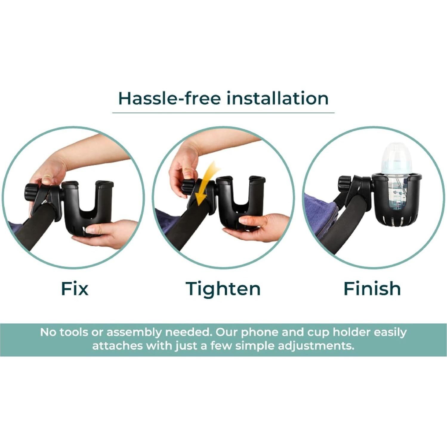 Soporte para Taza y Teléfono Móvil Tulimed 2-en-1 Negro