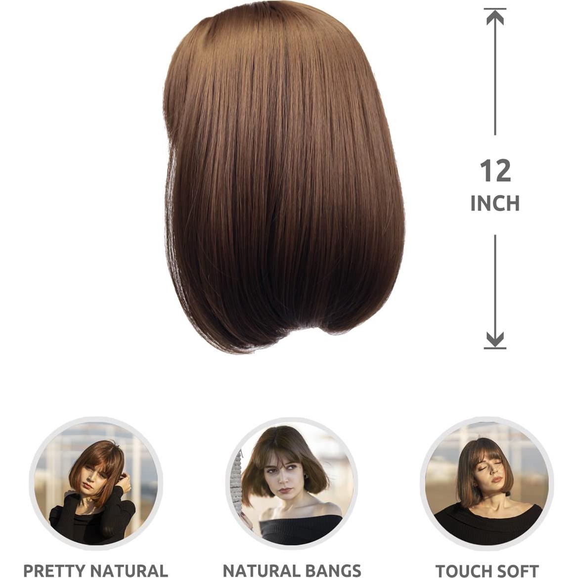 Peluca Bob Recta Corto Onpep con Flequillo Color Miel 30 cm