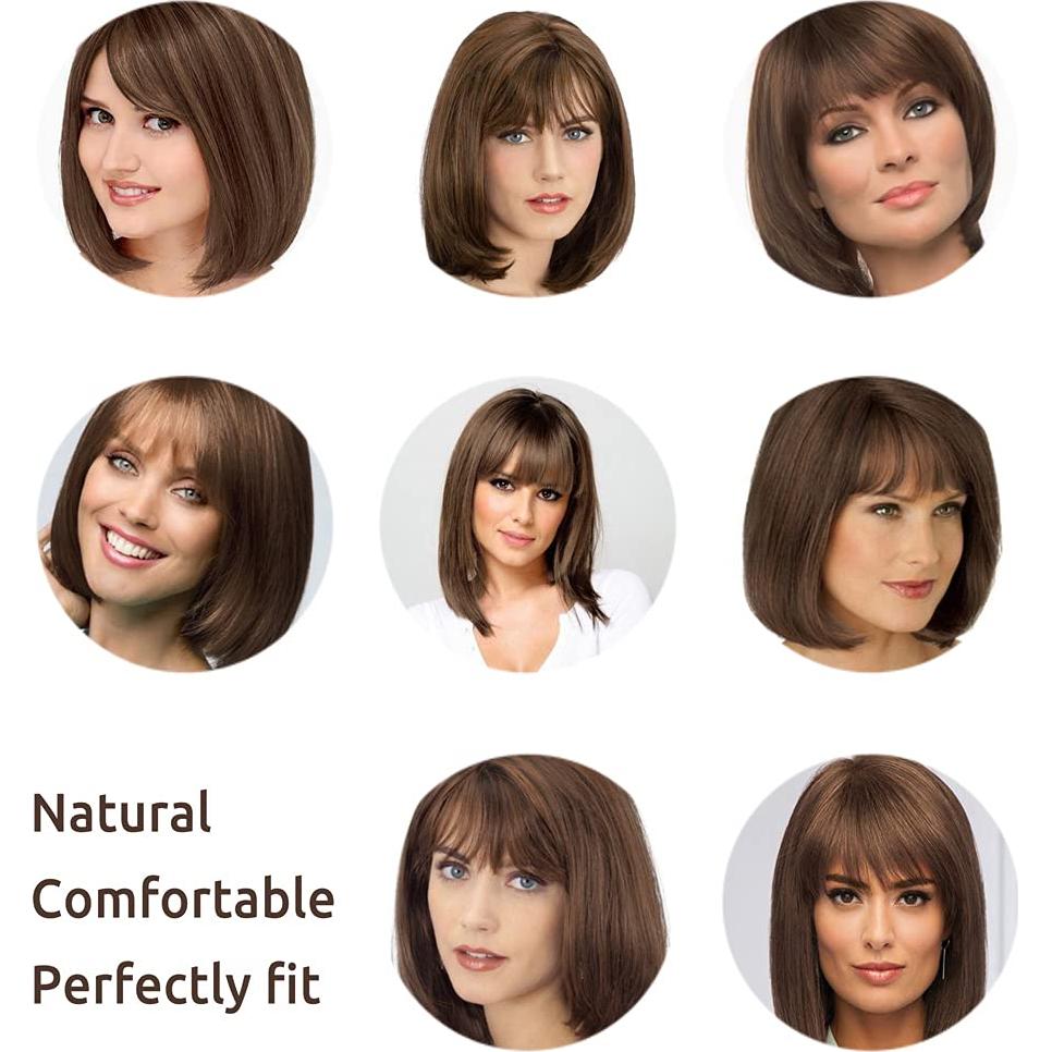 Peluca Bob Recta Corto Onpep con Flequillo Color Miel 30 cm