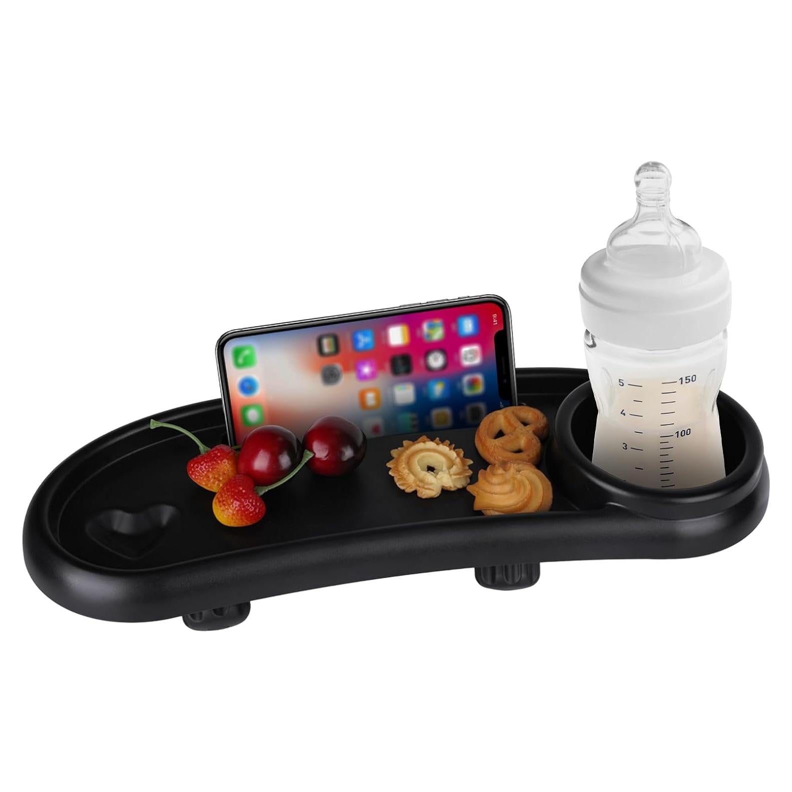 Bandeja de Snacks Ajustable para Cochecito con Soporte para Vaso