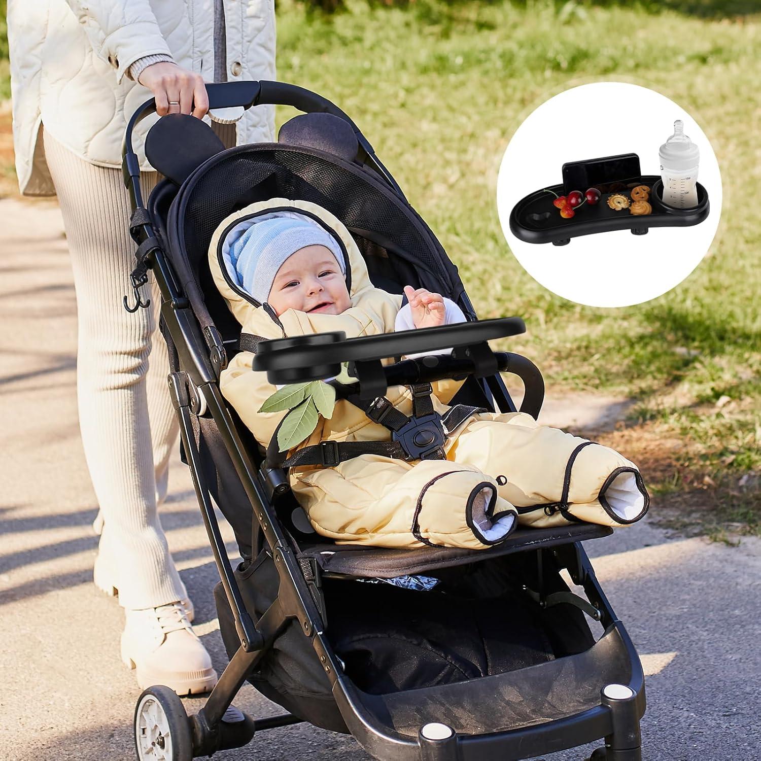 Bandeja de Snacks Ajustable para Cochecito con Soporte para Vaso