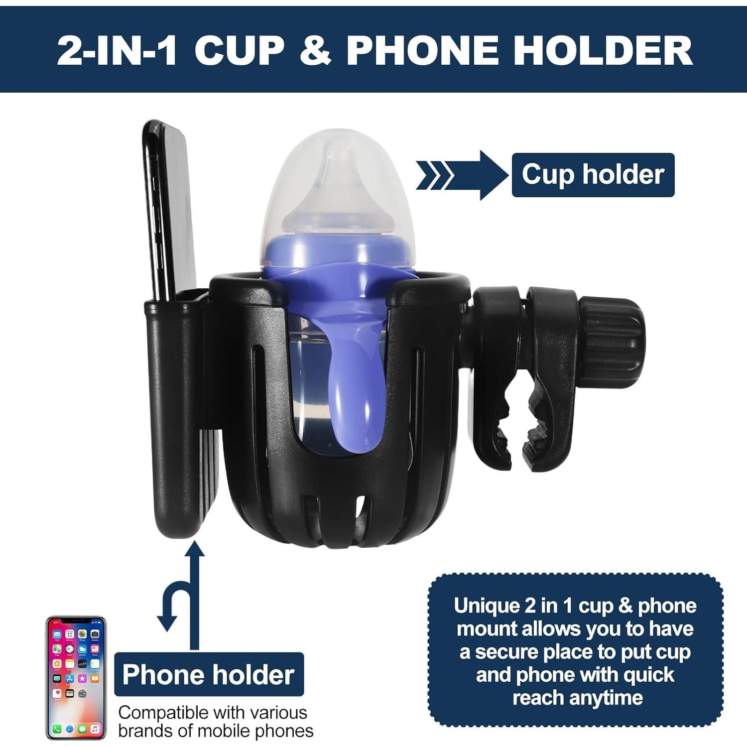 Soporte para Taza y Teléfono Runhike CDM-RCHFRW Negro