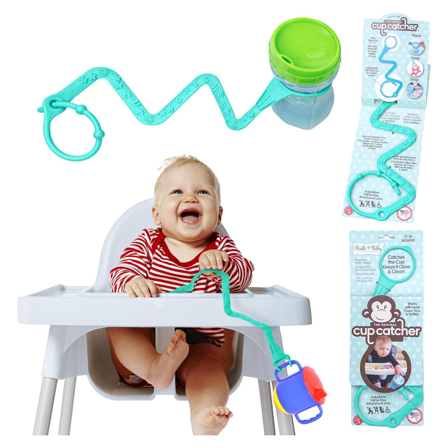 Brilli Baby Cup Catcher Correa Antivuelco Grado Alimenticio Aqua