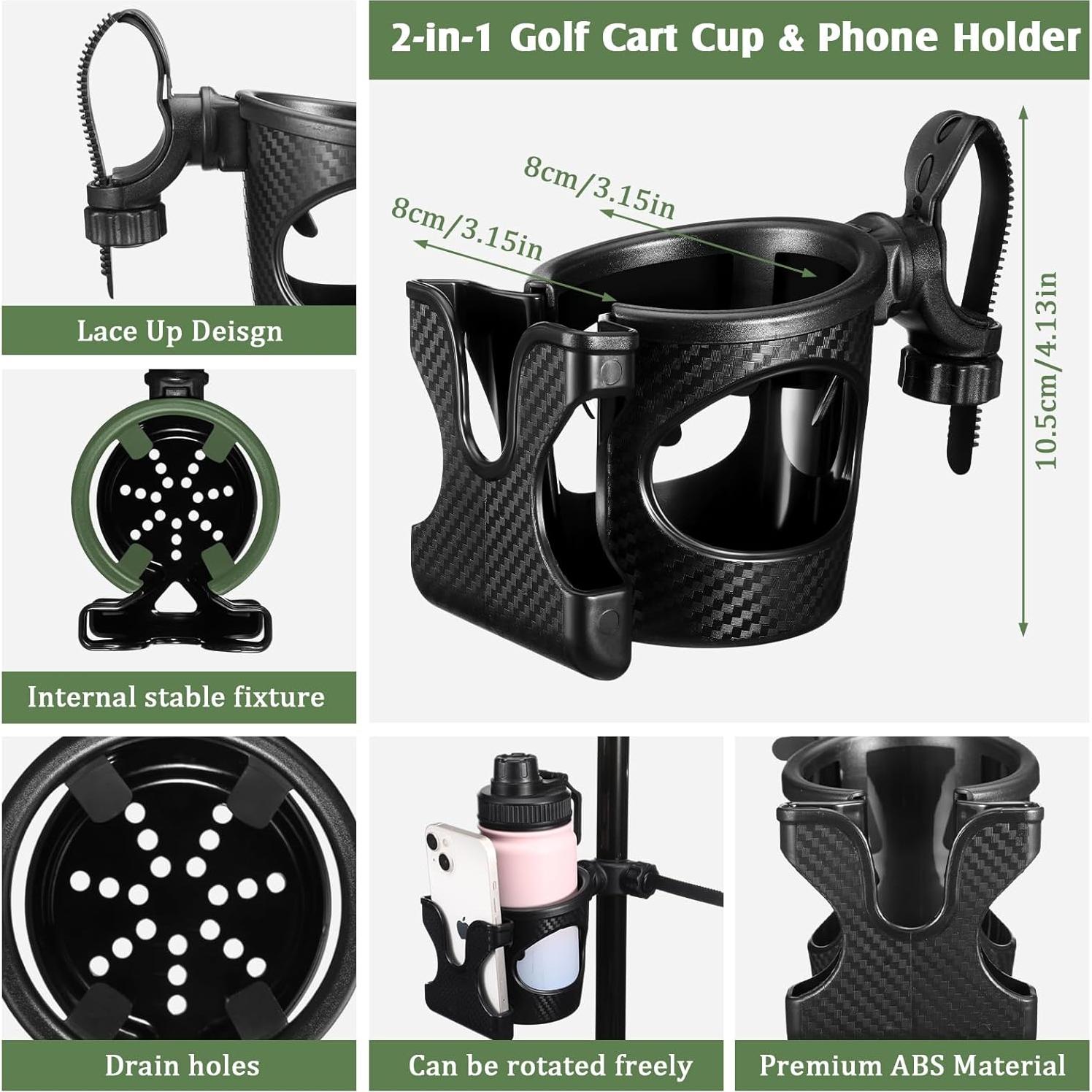Soporte para Tazas de Carro de Golf Wonderjune 2 en 1 Negro
