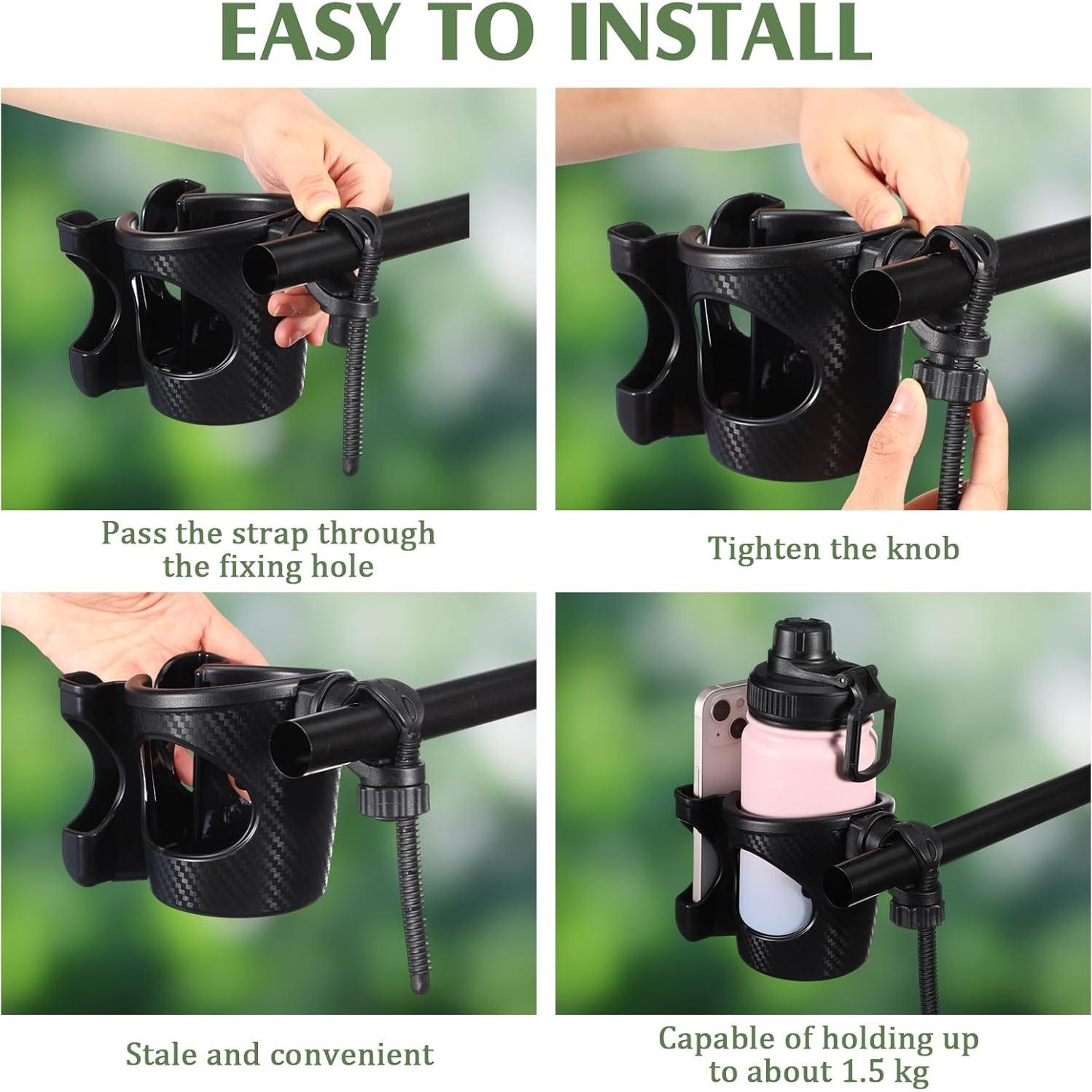 Soporte para Tazas de Carro de Golf Wonderjune 2 en 1 Negro