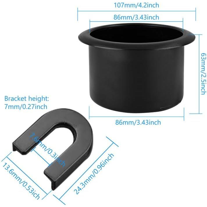 Portavasos Waziaqoc 2PCS para Silla y Coche, 86mm Negro