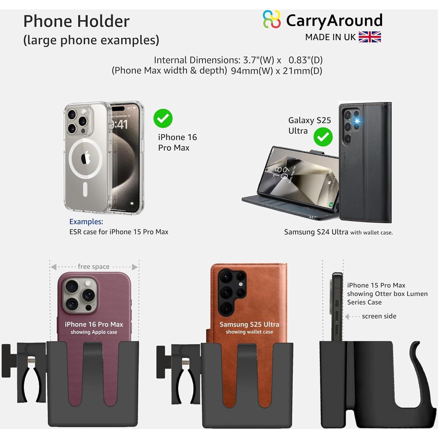 Soporte para Tazas de Carrito CarryAround - Universal, Negro