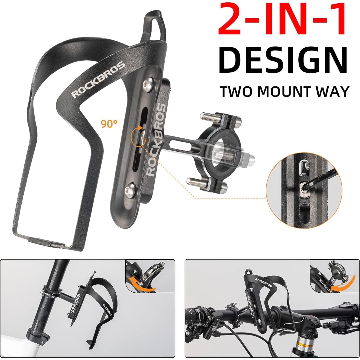 Soporte para Taza y Botella ROCKBROS, Aluminio Negro, Universal