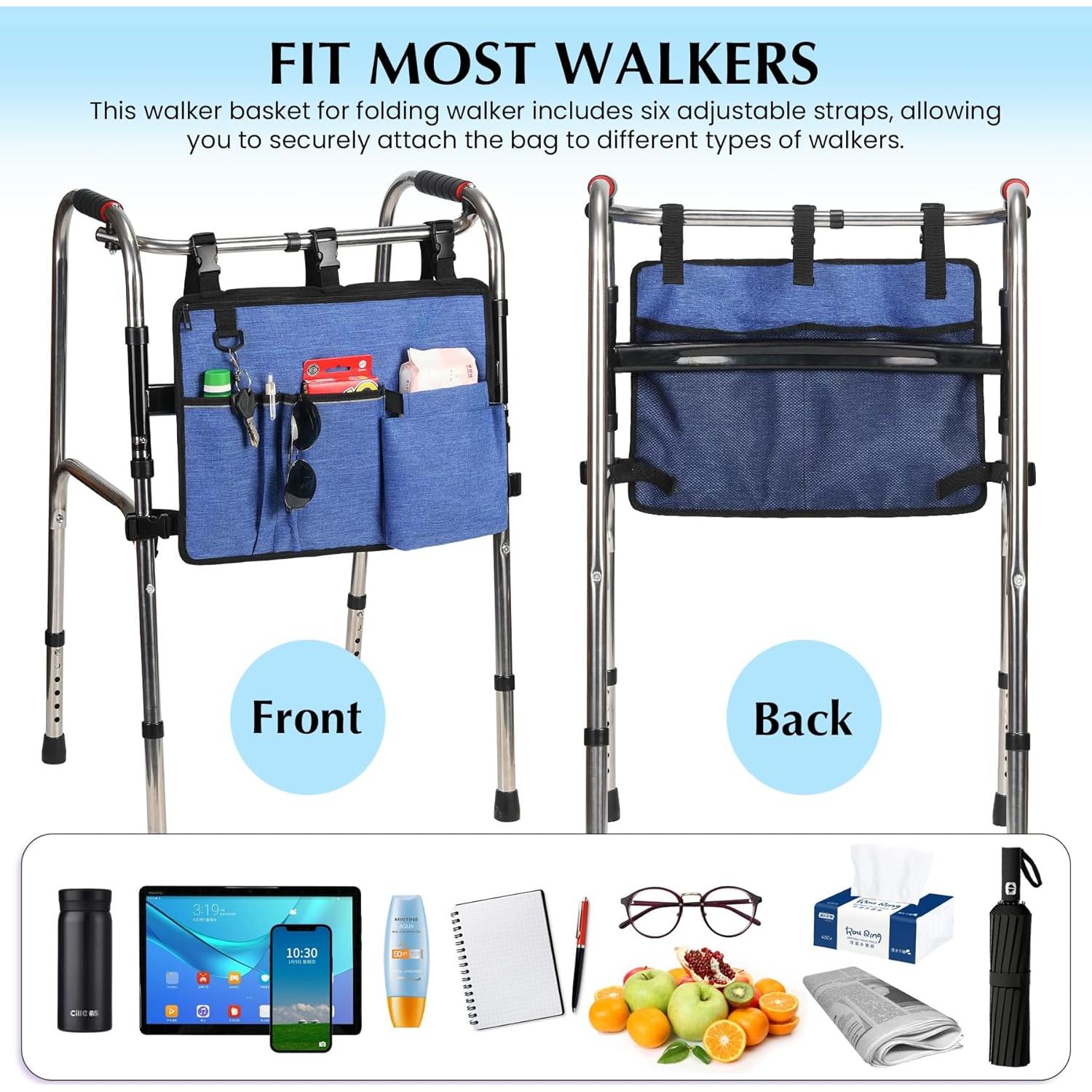 Bolsa para Andador Plegable CLEKEGBAG Azul con Soporte