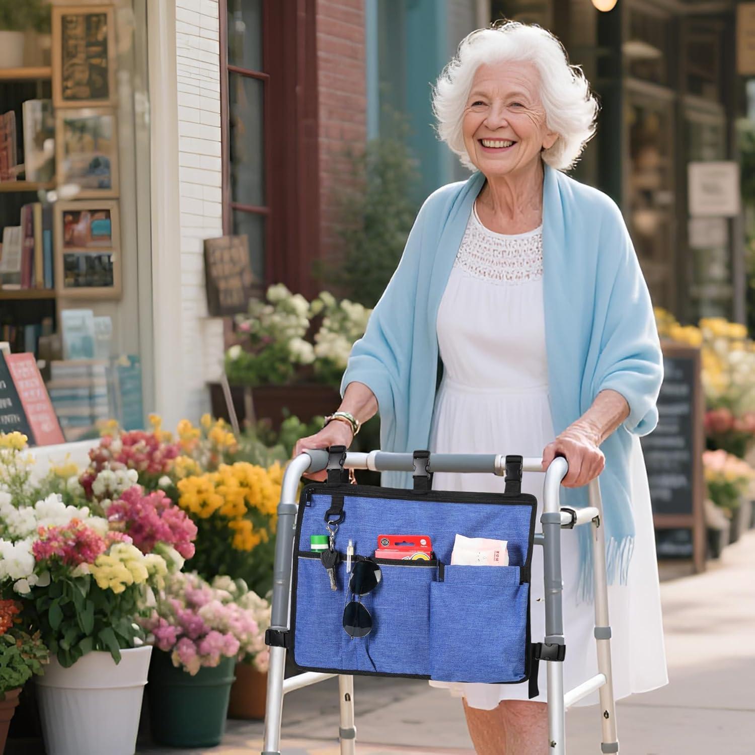 Bolsa para Andador Plegable CLEKEGBAG Azul con Soporte