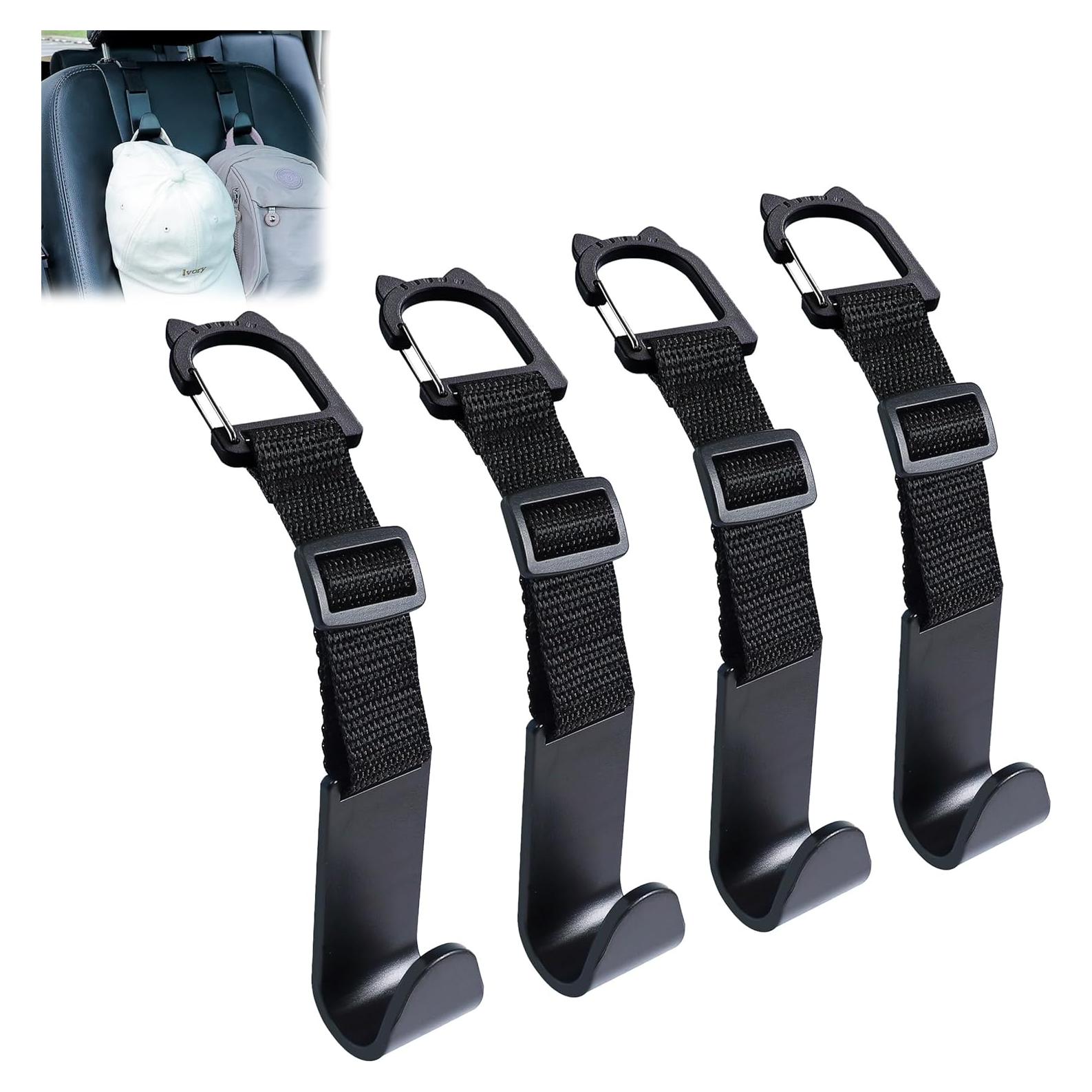 Ganchos para Reposacabezas de Coche Amooca 4 Pack Negro
