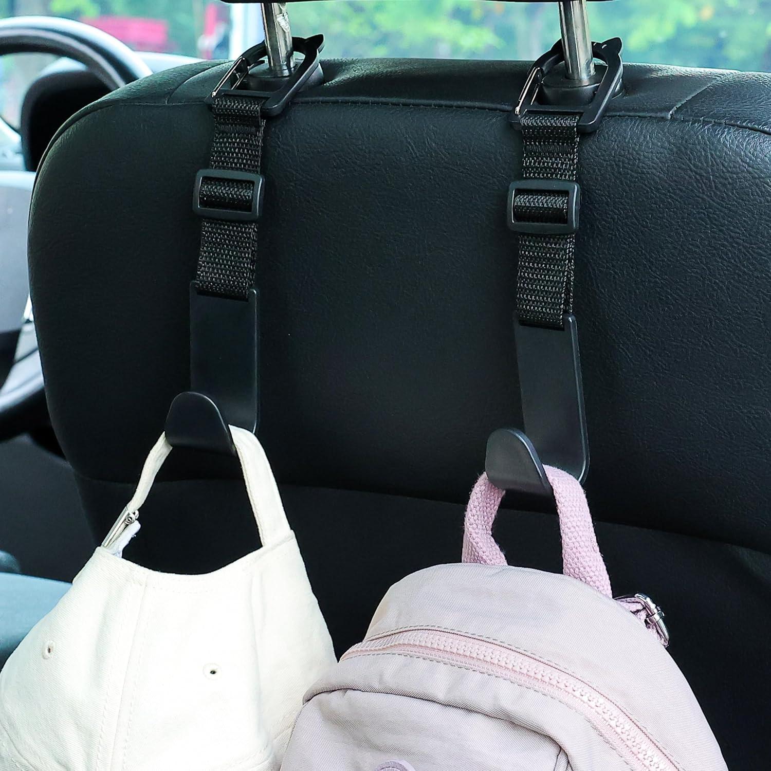 Ganchos para Reposacabezas de Coche Amooca 4 Pack Negro