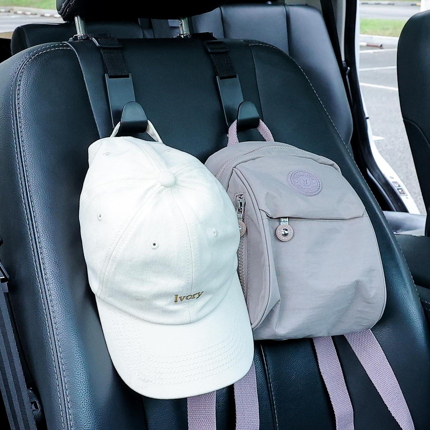 Ganchos para Reposacabezas de Coche Amooca 4 Pack Negro