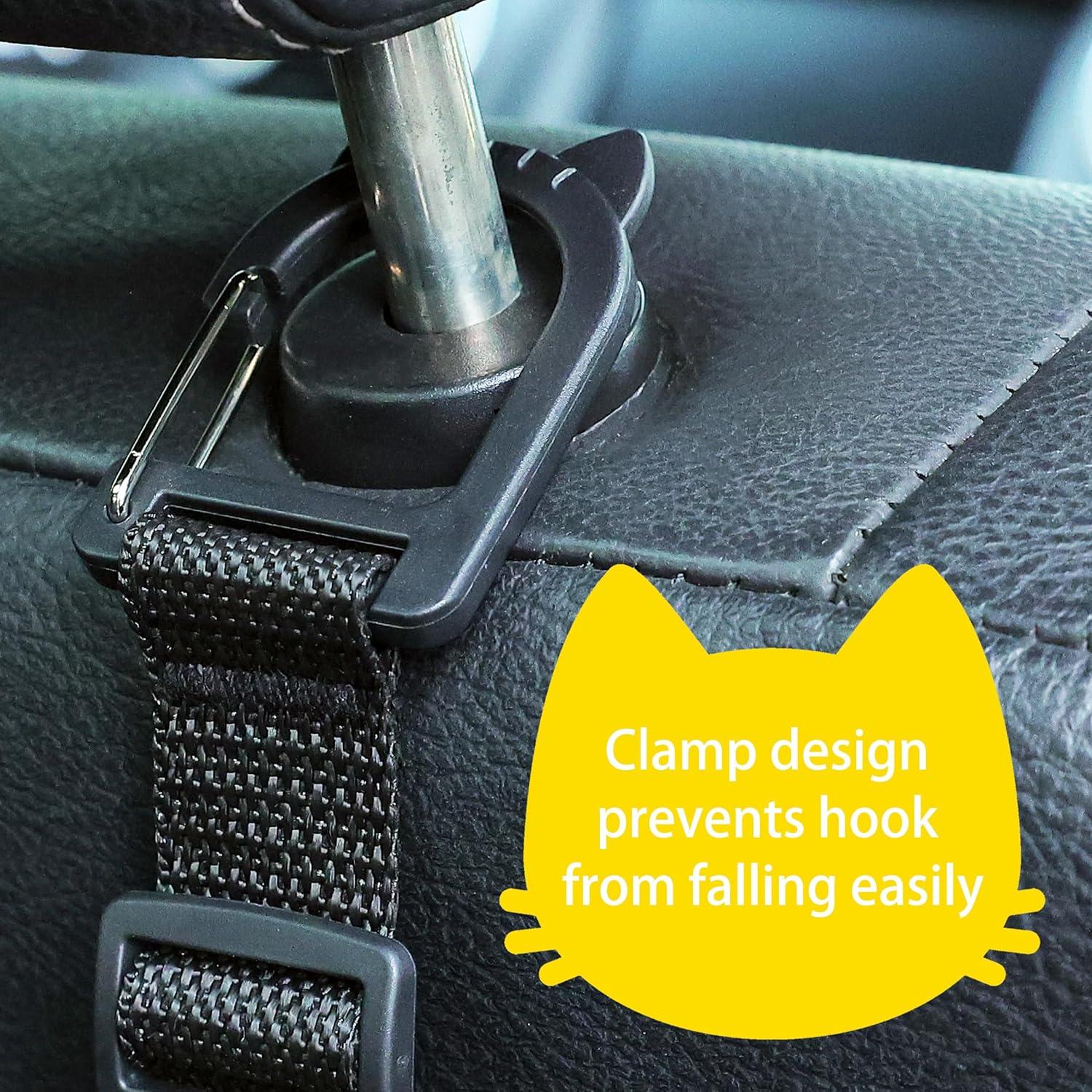 Ganchos para Reposacabezas de Coche Amooca 4 Pack Negro