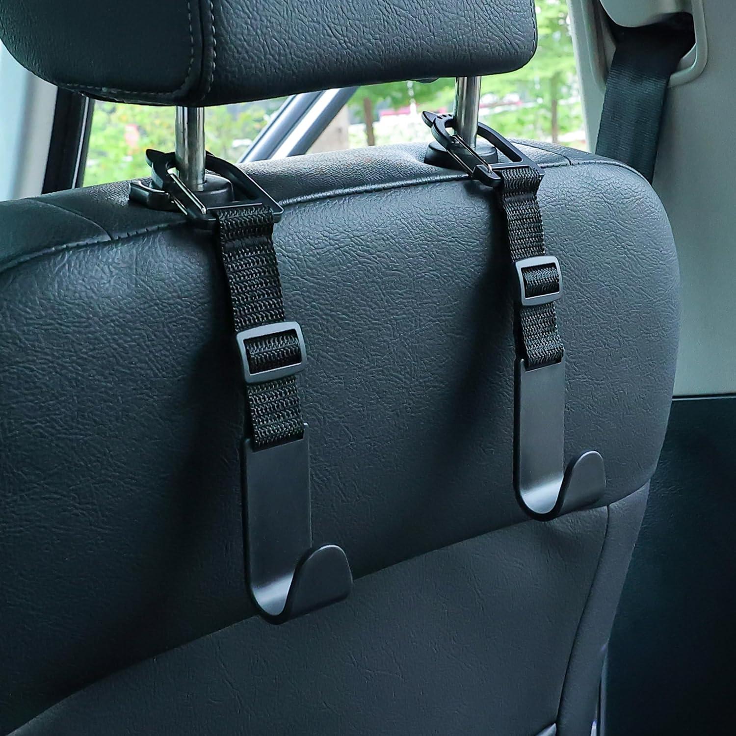 Ganchos para Reposacabezas de Coche Amooca 4 Pack Negro