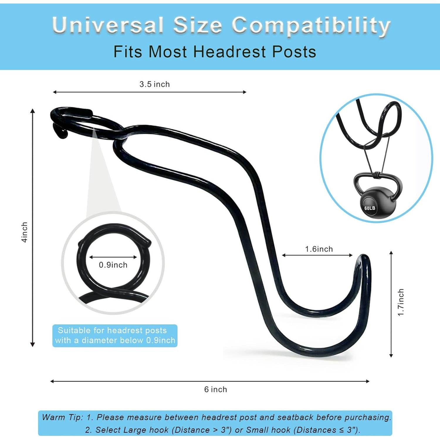 Ganchos para Reposacabezas Idefair - 4 Unidades, Soporte 27.2 kg