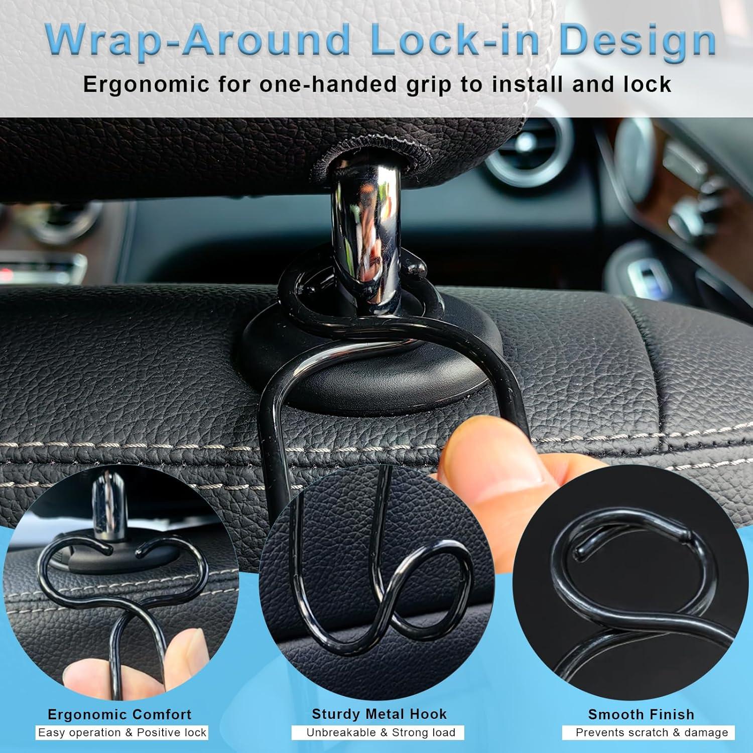 Ganchos para Reposacabezas Idefair - 4 Unidades, Soporte 27.2 kg