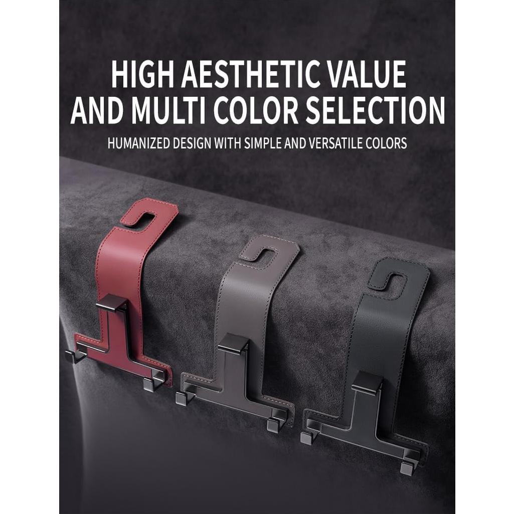 Ganchos para Reposacabezas ANULEYO de Cuero y Metal Rojo