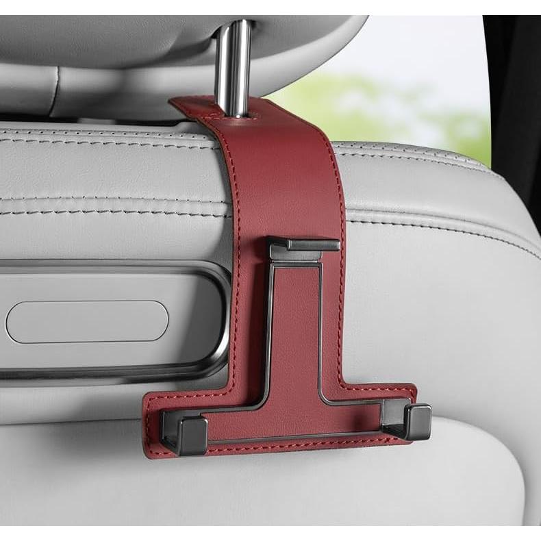 Ganchos para Reposacabezas ANULEYO de Cuero y Metal Rojo