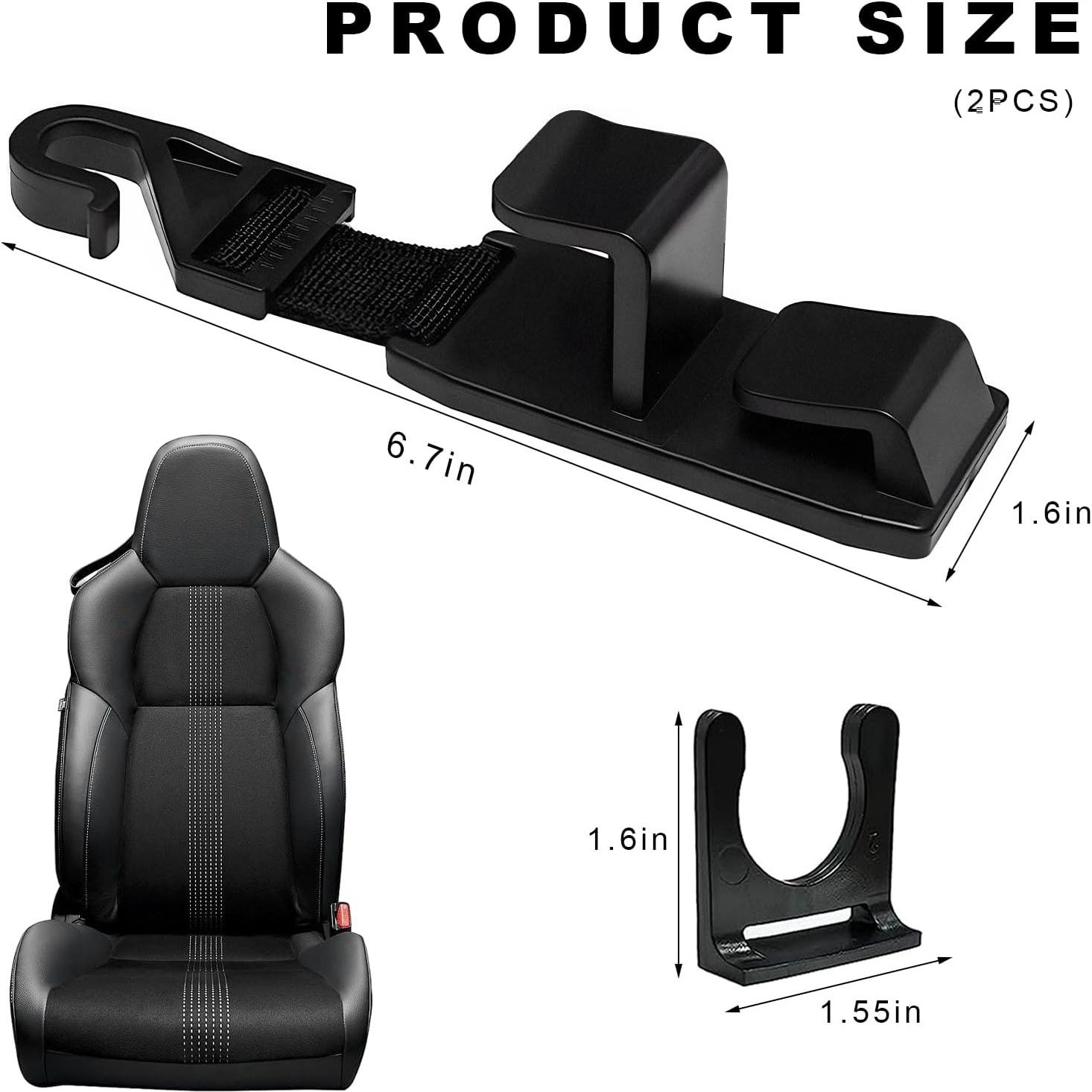 2 Ganchos de Reposacabezas de Coche NYTKL - Negro, ABS