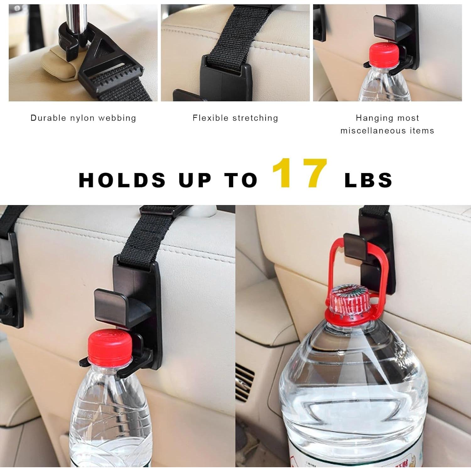 2 Ganchos de Reposacabezas de Coche NYTKL - Negro, ABS