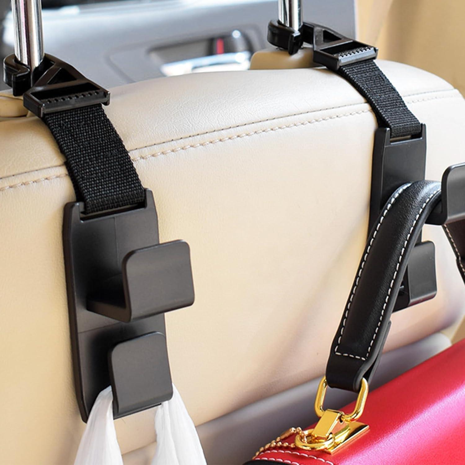 2 Ganchos de Reposacabezas de Coche NYTKL - Negro, ABS