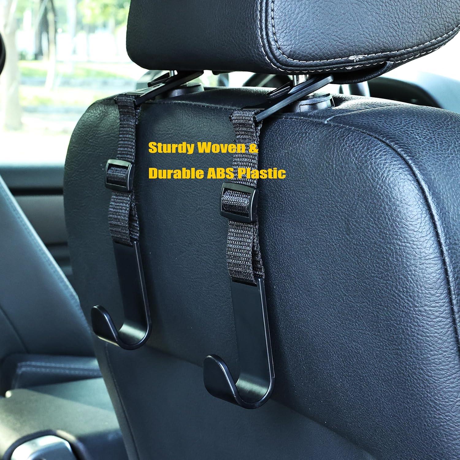 Ganchos para Reposacabezas Amooca Ajustables 4 Piezas Negro