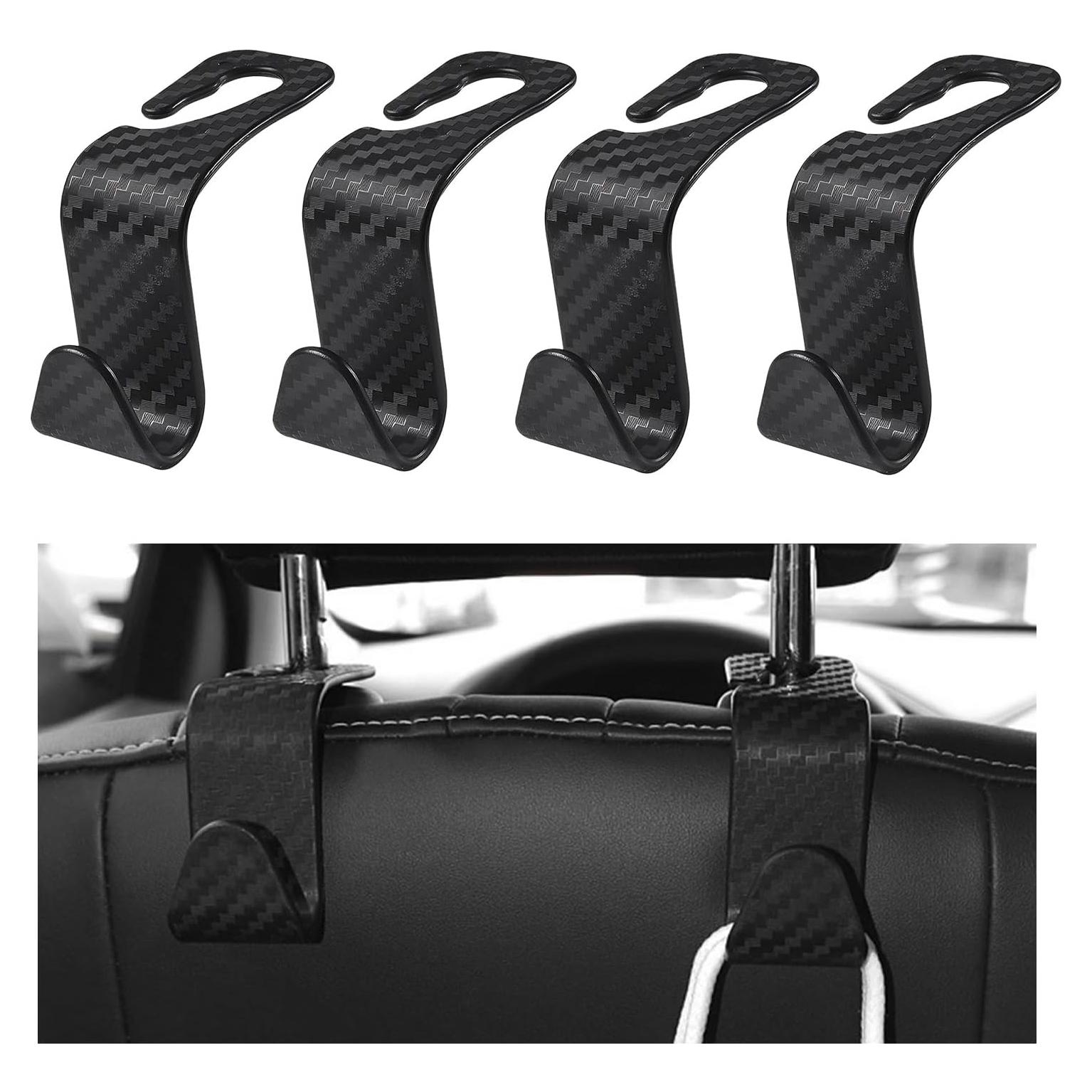 4 Ganchos para Reposacabezas de Coche Yourkar - Fibra de Carbono