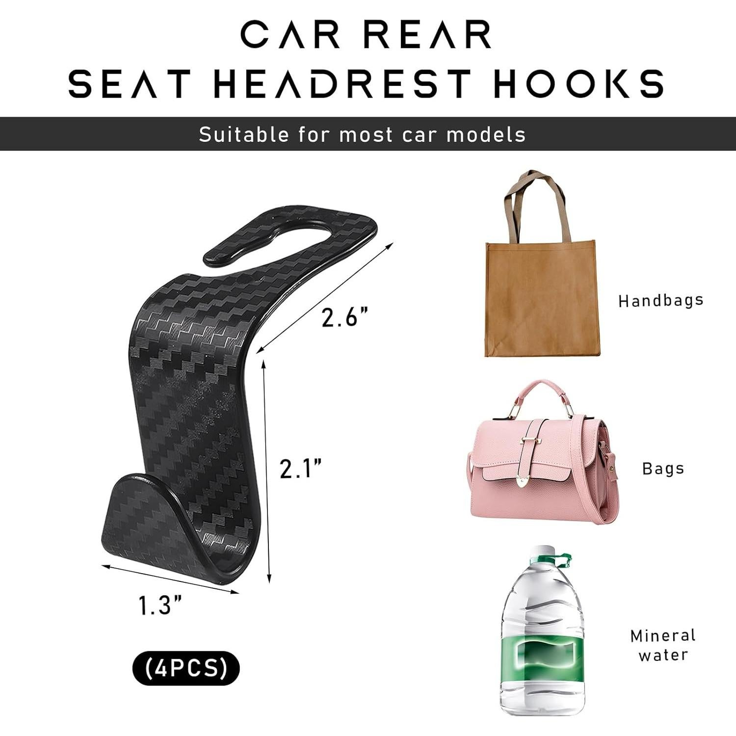 4 Ganchos para Reposacabezas de Coche Yourkar - Fibra de Carbono